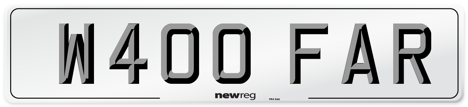W400 FAR Number Plate from New Reg